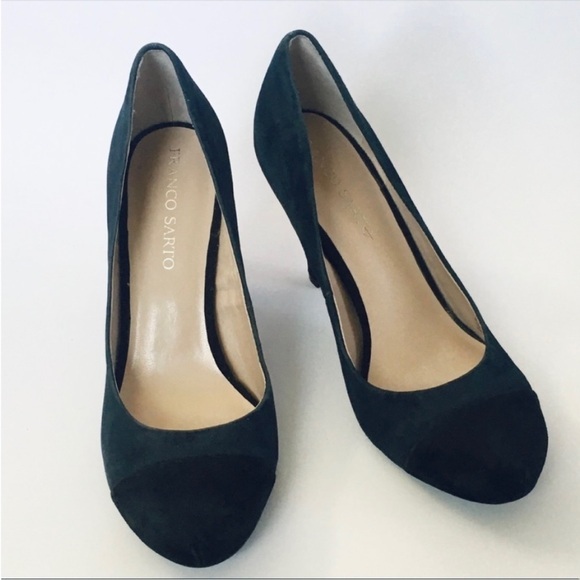 🍀3/$30 Franco Sarto Willa Leather Suede Cap Toe Color Block Pumps 8.5 - Picture 1 of 10